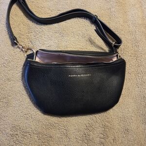 Poppy & Peonies Black and Gold Crossbody Bag